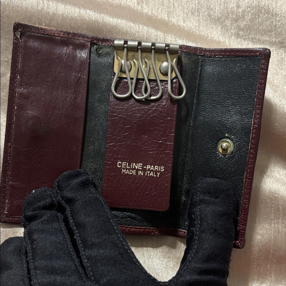 Celine Burgundy and Gray Monogram Key Wallet - Picture 4 of 7